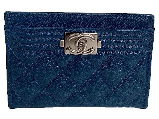 Chanel card holder Blue Leather ref.846723 - Joli Closet