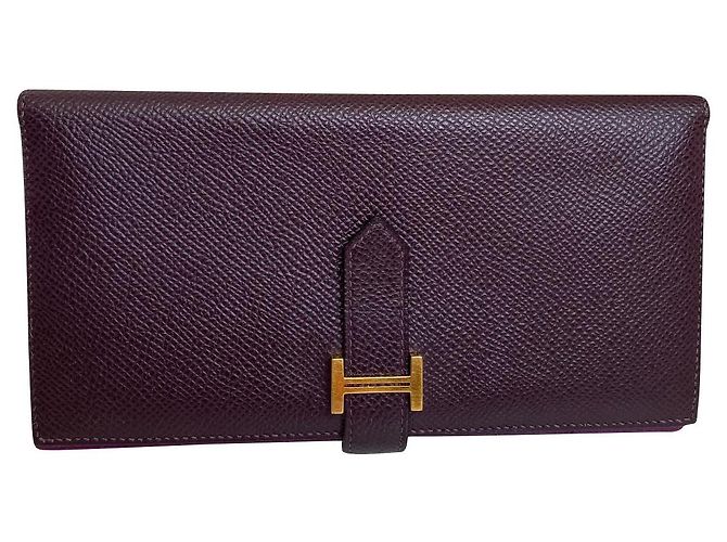 Hermès Béarn Soufflet Epsom Leather Long Wallet Rouge Sellier