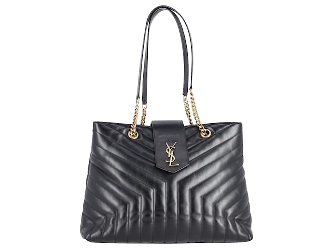 Saint Laurent YSL Leather Shopper Tote Bag