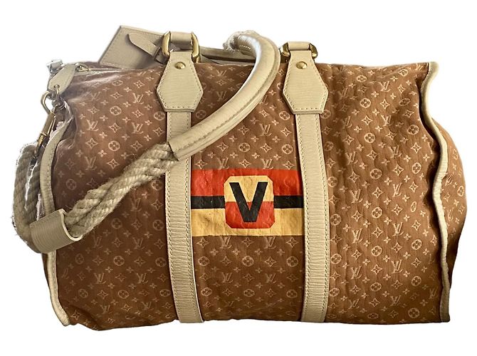 Abbesses Louis Vuitton MINI LIN INICIALES KEEPALL Beige