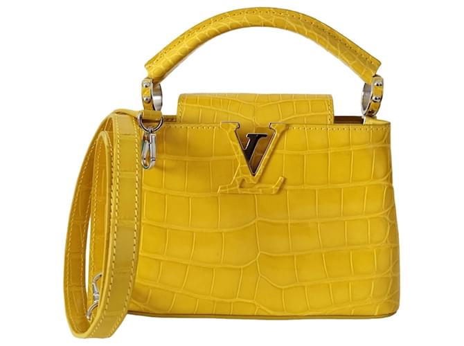 Louis Vuitton Capucines Mini in yellow alligator Exotic leather  ref.847622