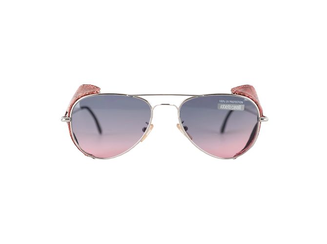 Roberto Cavalli Aviator Schlangenhaut-Sonnenbrille Silber