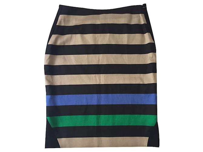 Diane Von Furstenberg Lana DvF Mae Mikado/falda de mezcla de seda color block Negro Multicolor  ref.847836