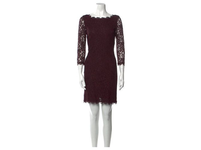 Diane Von Furstenberg Vestido de encaje burdeos Zarita de DvF Púrpura