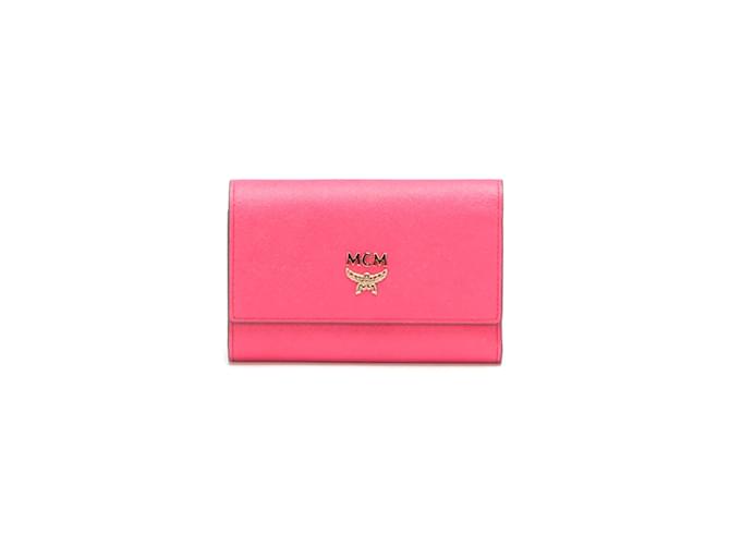 MCM Leather Trifold Wallet Pink Pony-style calfskin  ref.847936