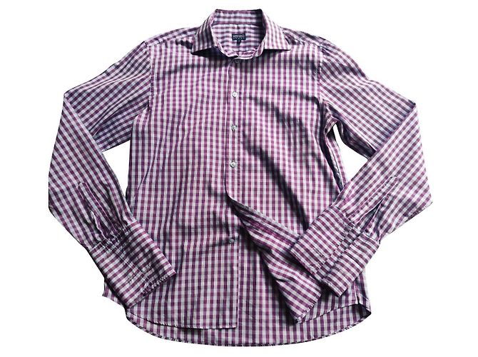 Camisa Kenzo de algodão de manga longa céu e ameixa Multicor