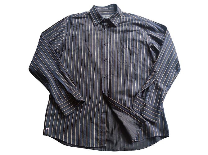Autre Marque Camicia EDEN PARK in cotone blu navy con strisce nere e oro XL