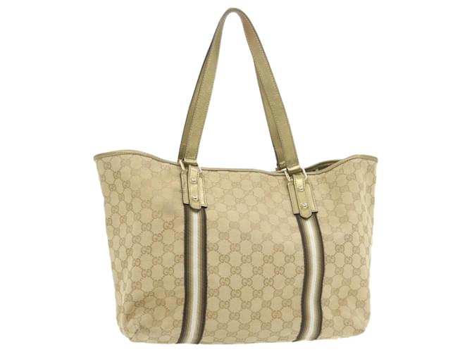 GUCCI Sherry Line GG Canvas Tote Bag Canvas Beige Gold Brown 139260 Auth am626g Golden Cloth  ref.848339