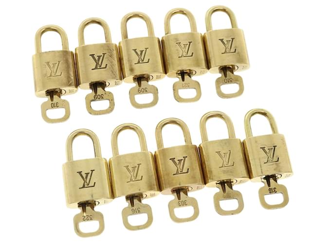 cadenas Louis Vuitton 10Set Cadenas Gold Tone LV Auth 33141 Métal  ref.848396