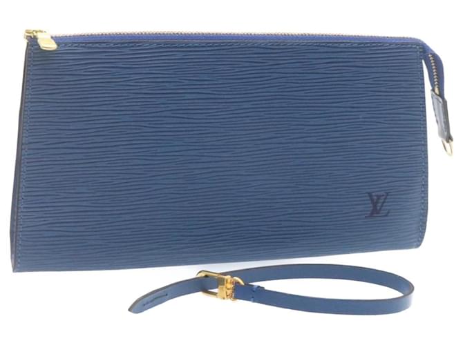 LOUIS VUITTON Epi Pochette Accessoires Pouch Blue M52945 LV Auth 23568a Leather  ref.848454