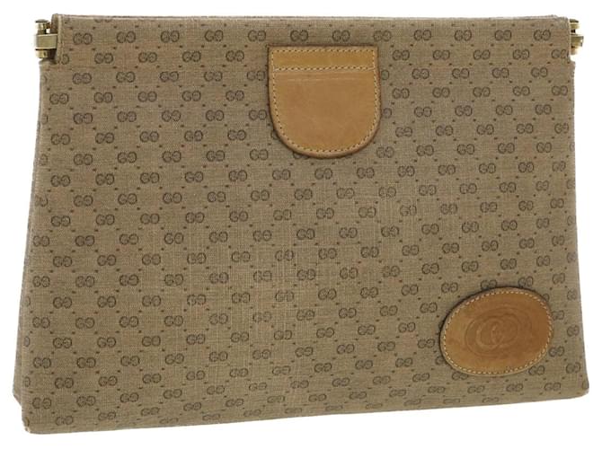 GUCCI Micro GG Canvas Clutch Bag PVC Leather Beige 67-039-5229 auth 37974  ref.848503
