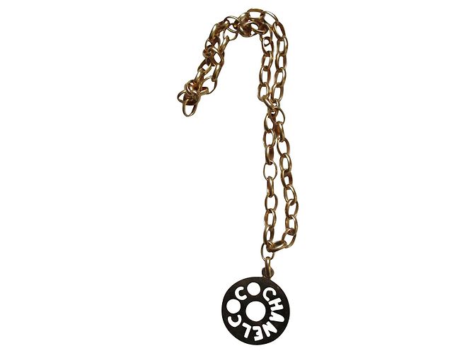 Collier Chanel Coco Chanel Plaqué Or Oversize Doré