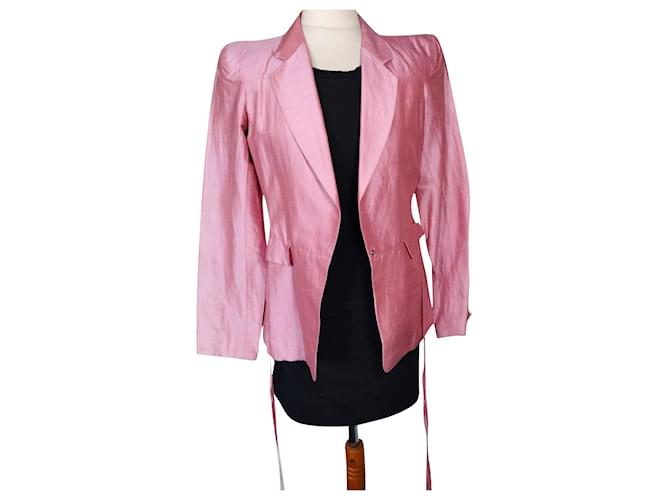 KENZO REINE SEIDE JACKE JACKE ASYMMETRISCHE BINDUNGEN T 38 Pink  ref.848596