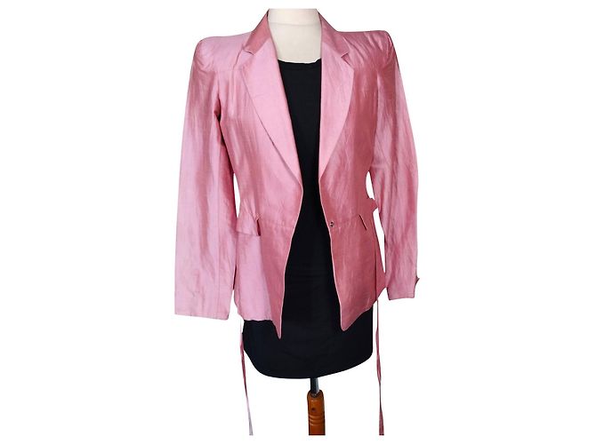 KENZO PURE SILK JACKET JACKET ASYMMETRICAL TIES T 38 Pink