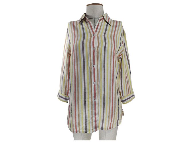 Autre Marque Camicia di lino a righe Franco Callegari Multicolore