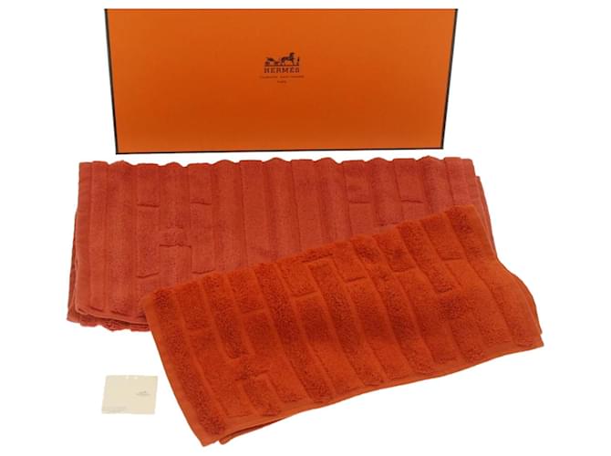 Hermès HERMES Toalha de algodão 2 conjunto de peças Orange Auth 37844 Laranja  ref.848680