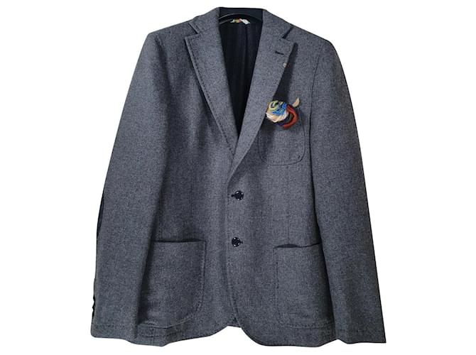 Autre Marque Blazers Jackets Grey Cotton Wool Polyamide  ref.848916