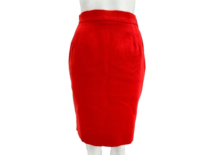 YVES SAINT LAURENT  Skirts T.fr 38 WOOL Red  ref.849001