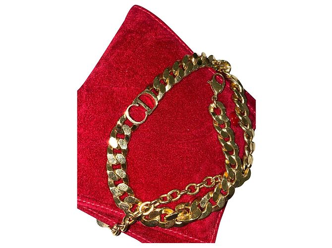 Collar de cadena ancha Christian Dior oro amarillo