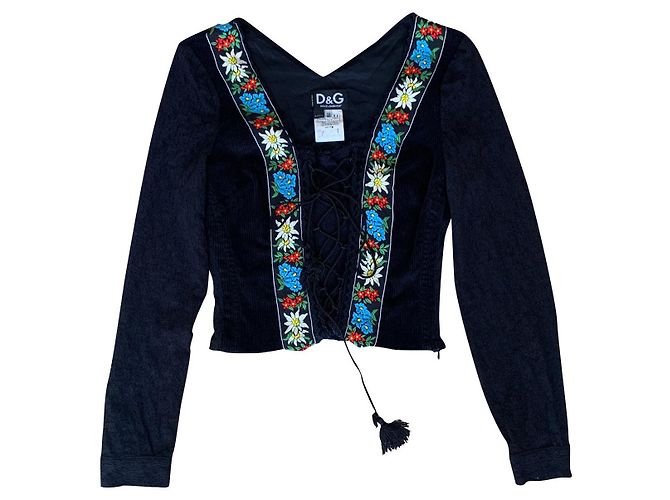 Top Corset Dolce & Gabbana com Mangas de Renda Preto