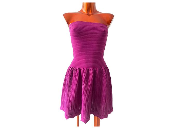 Maje Trägerloses Kleid aus Baumwolle Lila