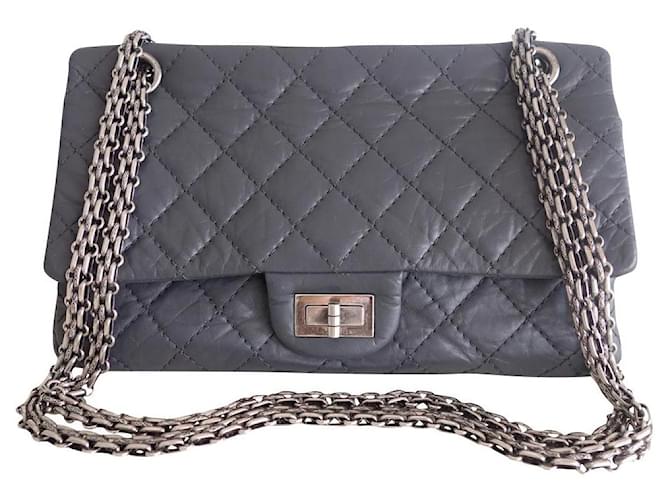 Chanel Bag 2.55 Gris Grey Leather  ref.849720