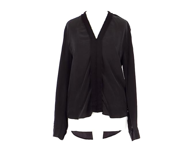 Sandro Wrap blouse Black Silk  ref.849752