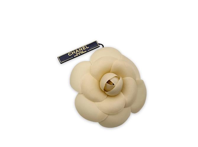 Chanel Silver CC Ivory Camellia Flower Large Brooch - LAR Vintage