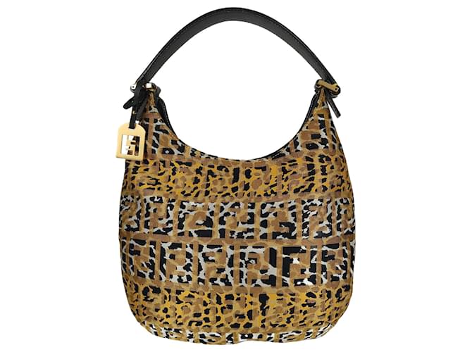Fendi Hobo handbag in animalier canvas Multiple colors Cloth  ref.849792