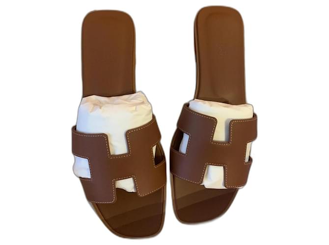 Hermès Oran sandals Brown Leather  ref.850246