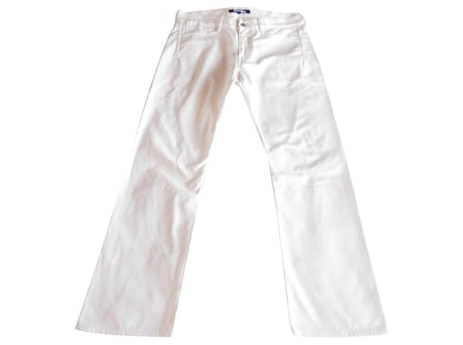 ***Calça jeans Junya Watanabe com fivela nas costas Branco Algodão  ref.850438