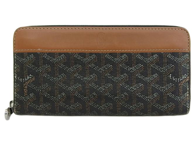 Goyard Black Chevron Matignon GM Zip Around Wallet For Sale at