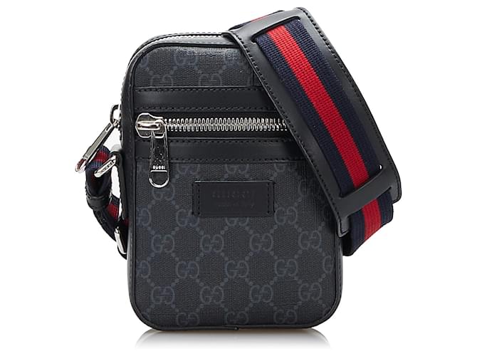 Gucci Men's GG Supreme Leather-trimmed Messenger Bag - Black