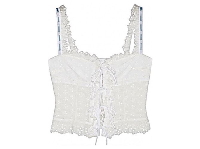 Top Chloé de algodão com bordado inglês branco
