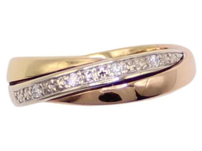 Autre Marque anillo 3 oros 750%o estilo anillos entrelazados y diamantes Gold hardware  ref.851284
