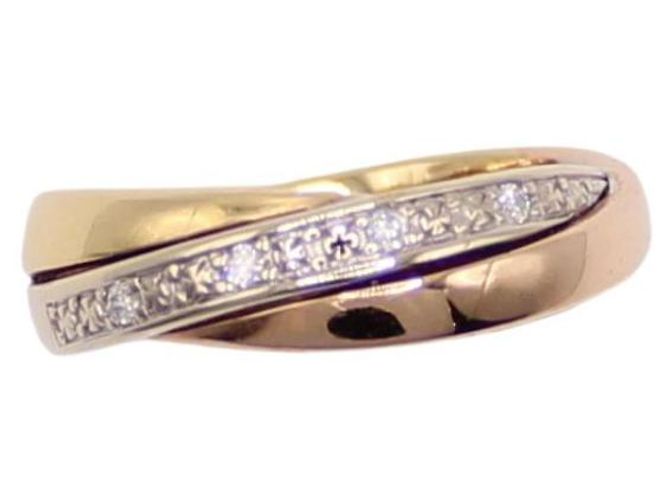 Autre Marque Anel 3 ouro 750%o estilo anéis entrelaçados e diamantes Gold hardware