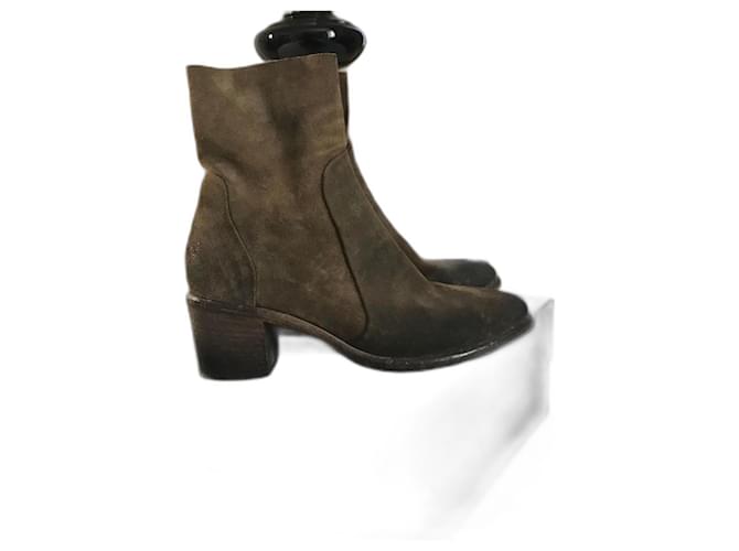 Strategia SMALL WIDE HEEL ANKLE BOOTS IN NUBUK Bronze Nubuck  ref.851287