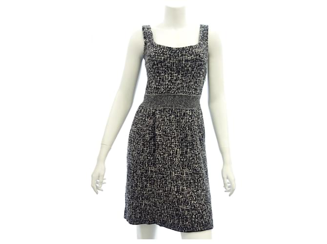 ***Christian Dior Sleeveless Knit Tweed Dress Black Wool  ref.851294