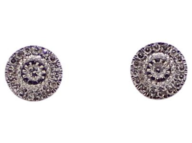 Autre Marque Weißgold-Ohrringe 750%o Diamantpflaster Silber Hardware