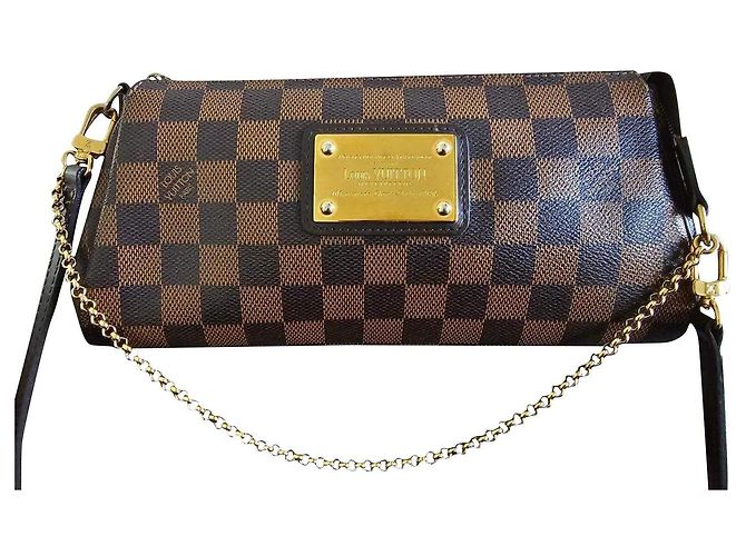 Louis Vuitton Bolsa Damier Ebene Eva com Corrente Marrom