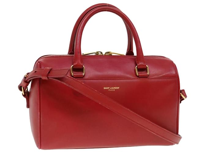 SAINT LAURENT Shoulder Bag Leather 2Way Red Auth am4031  ref.851366
