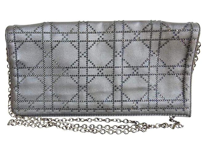 Borsa da sera Christian Dior in satin grigio