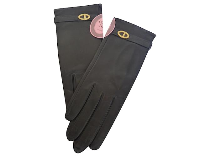 Christian Dior Gloves Black Lambskin  ref.851642