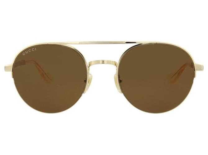 Lunettes de soleil en m tal monture ronde Gucci Dor M tallis