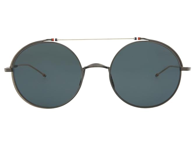 Óculos de sol de metal com armação oval Thom Browne Preto  ref.851766