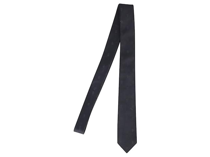 Alexander McQueen Krawatte mit Totenkopf-Print aus schwarzer Seide  ref.851976