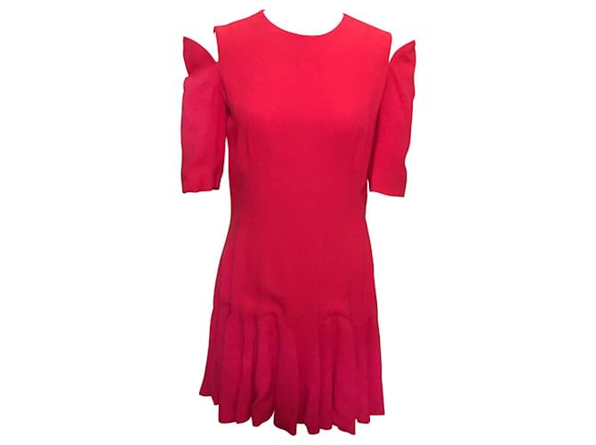 Alexander McQueen dress in red with cut sleeves & flared skirt Silk  ref.852016