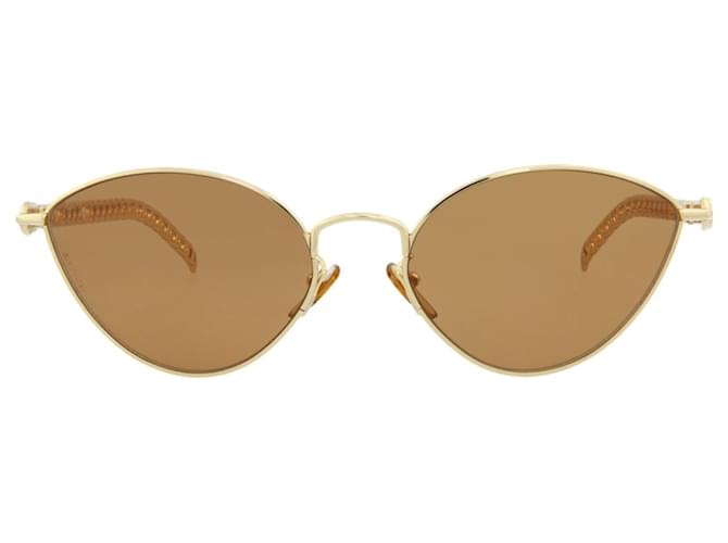 Gucci Cat Eye-Sonnenbrille mit Metallrahmen Golden Metallisch  ref.852026