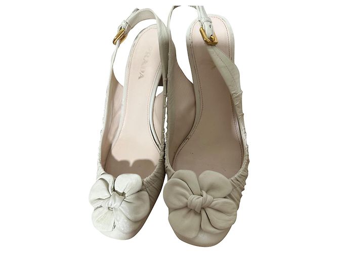 Prada Leather Sandals Beige