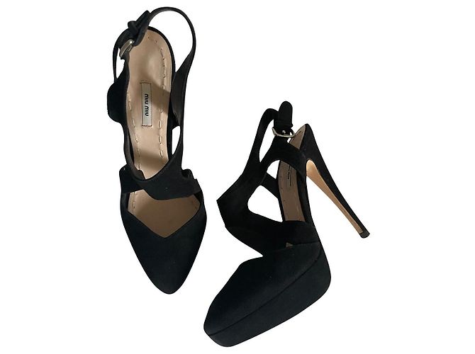 Miu Miu black suede platform heels